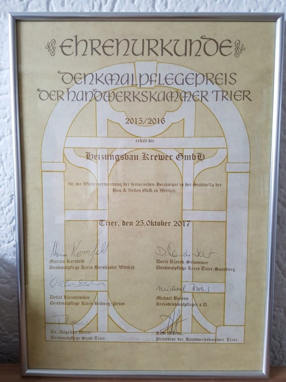 Denkmalpflegepreis der Handwerkskammer Trier für Jugendstilvilla in Wittlich