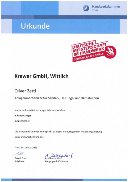 Urkunde der HWK